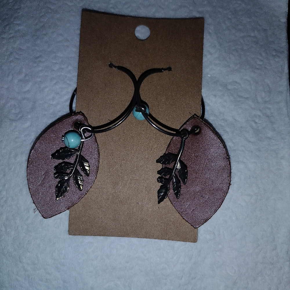 Vintage leather earrings